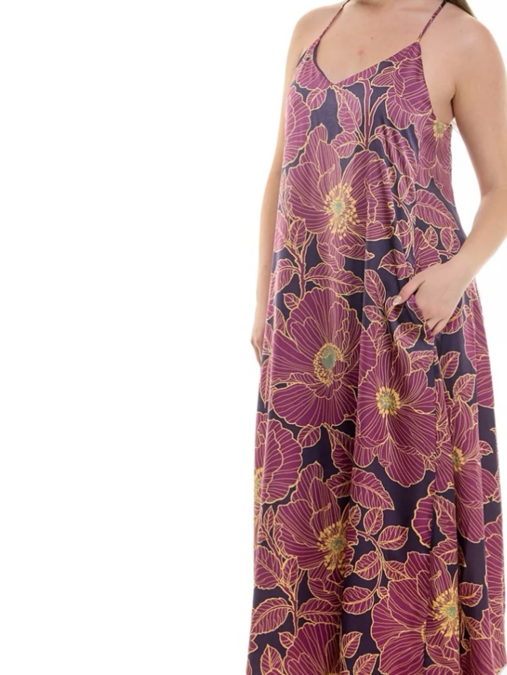 Nicole Miller Printed Satin Maxi Slip Dress